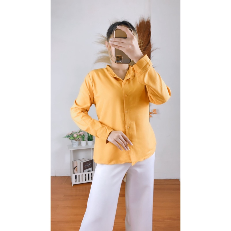 RX Fashion - Maudy Shirt //Blouse Wanita kekinian -R3-MUSTARD
