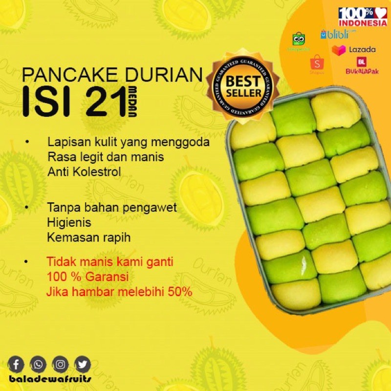 

Pancake Durian Isi 21,15,10 Asli Medan