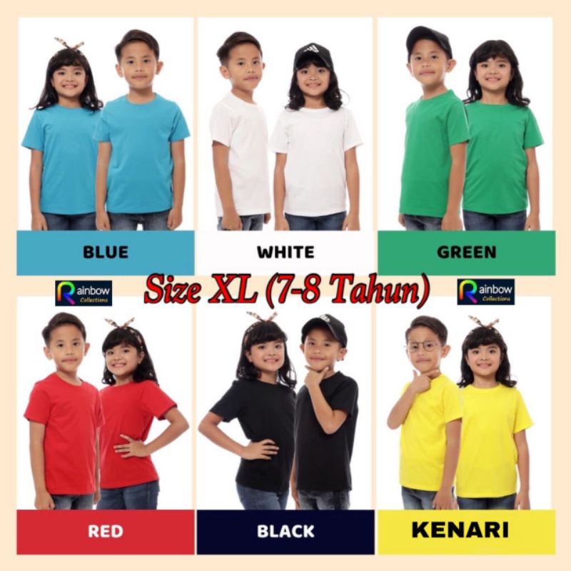 Kaos Polos Anak (2-8 Tahun) Unisex Soft Spandex / T-shirt polos anak XL