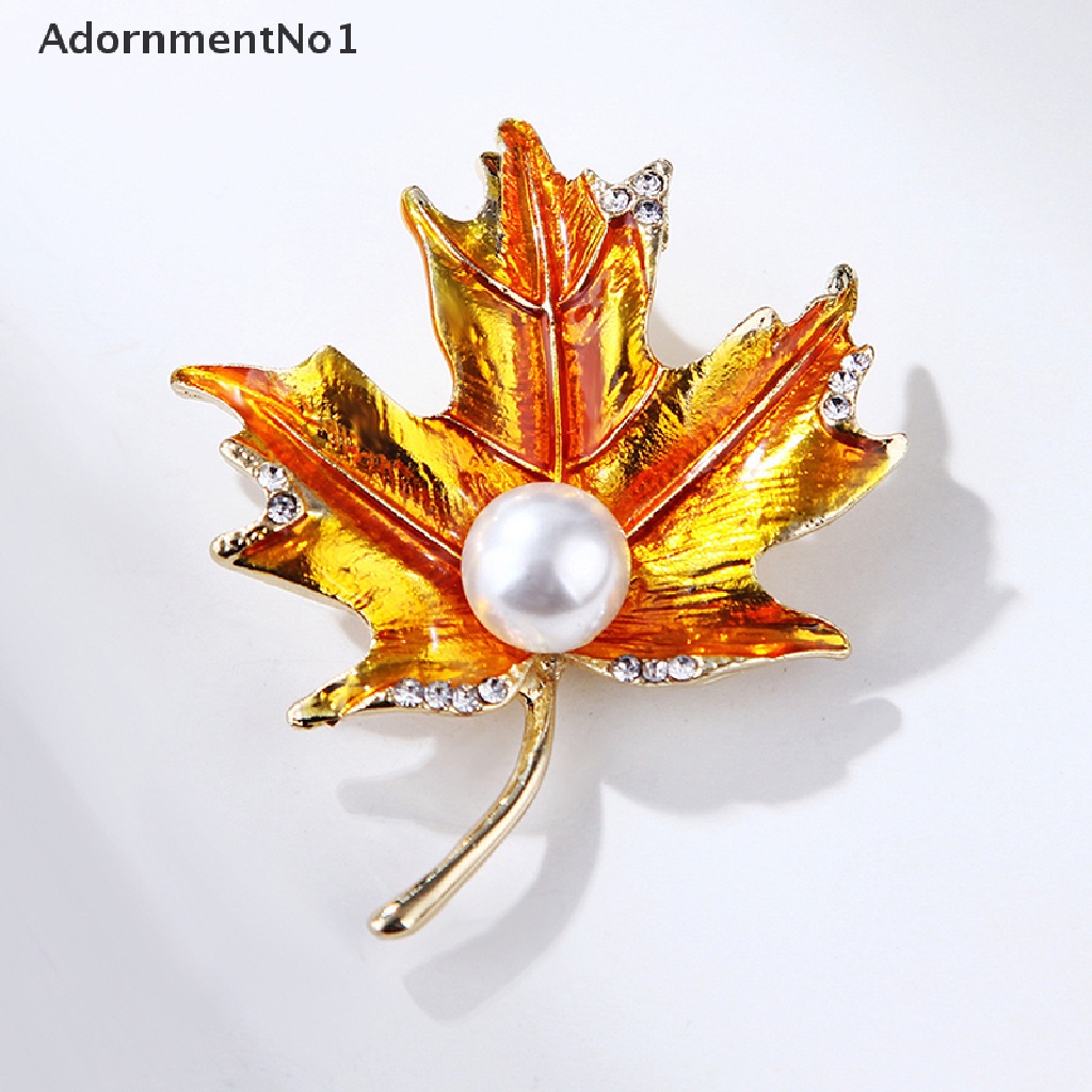 (AdornmentNo1) Bros Pin Desain Daun Maple Hias Mutiara Aksesoris Wanita