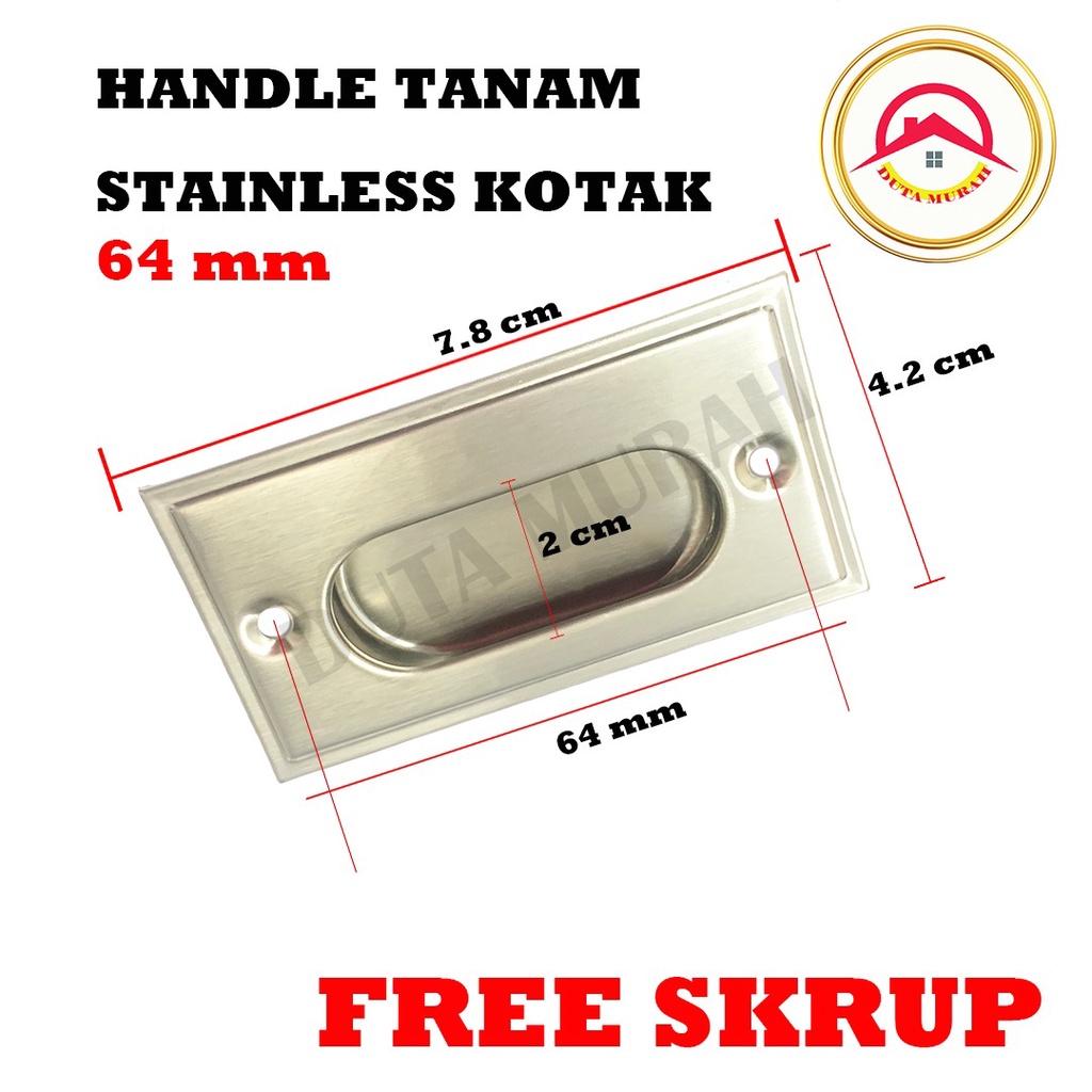 Handle Pintu Tanam sleding sliding Dorong Geser Kotak 64mm &amp; 96mm Stainless Steel