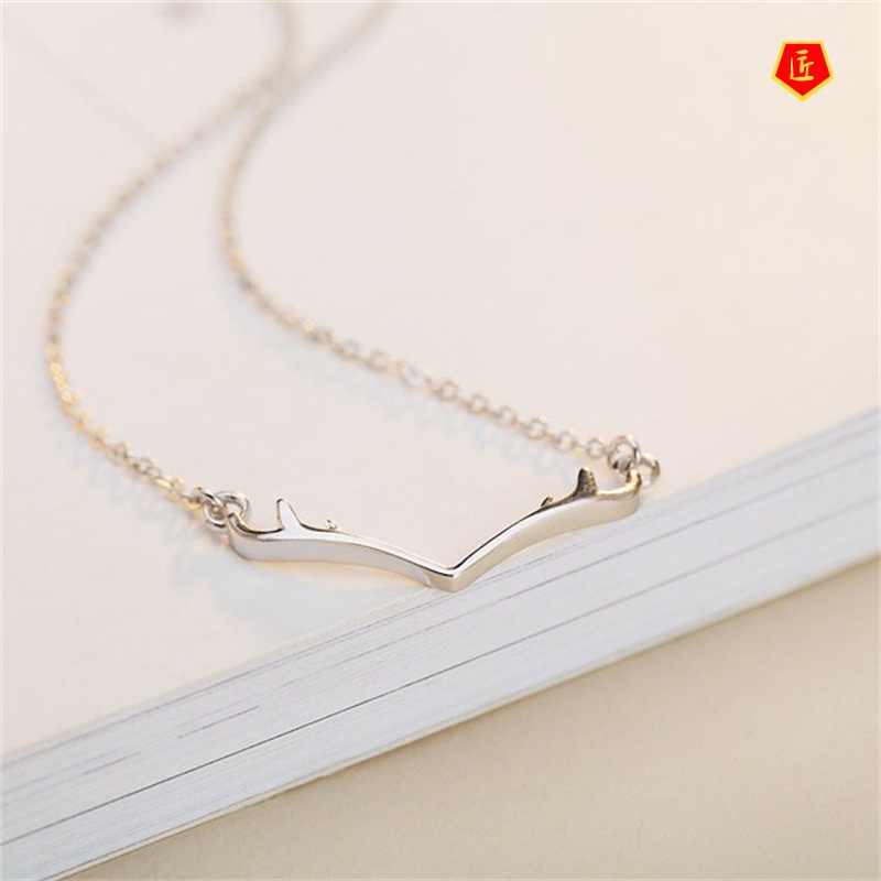 [Ready Stock]Simple Silver Elk Necklace Korean Style Fashion Special-Interest