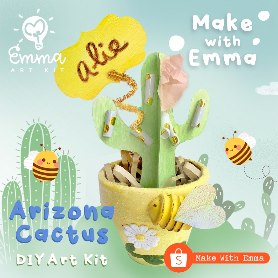 

Arizona Cactus DIY by Emma Art Kit. Complete Art Set w/ Paint & Brush.