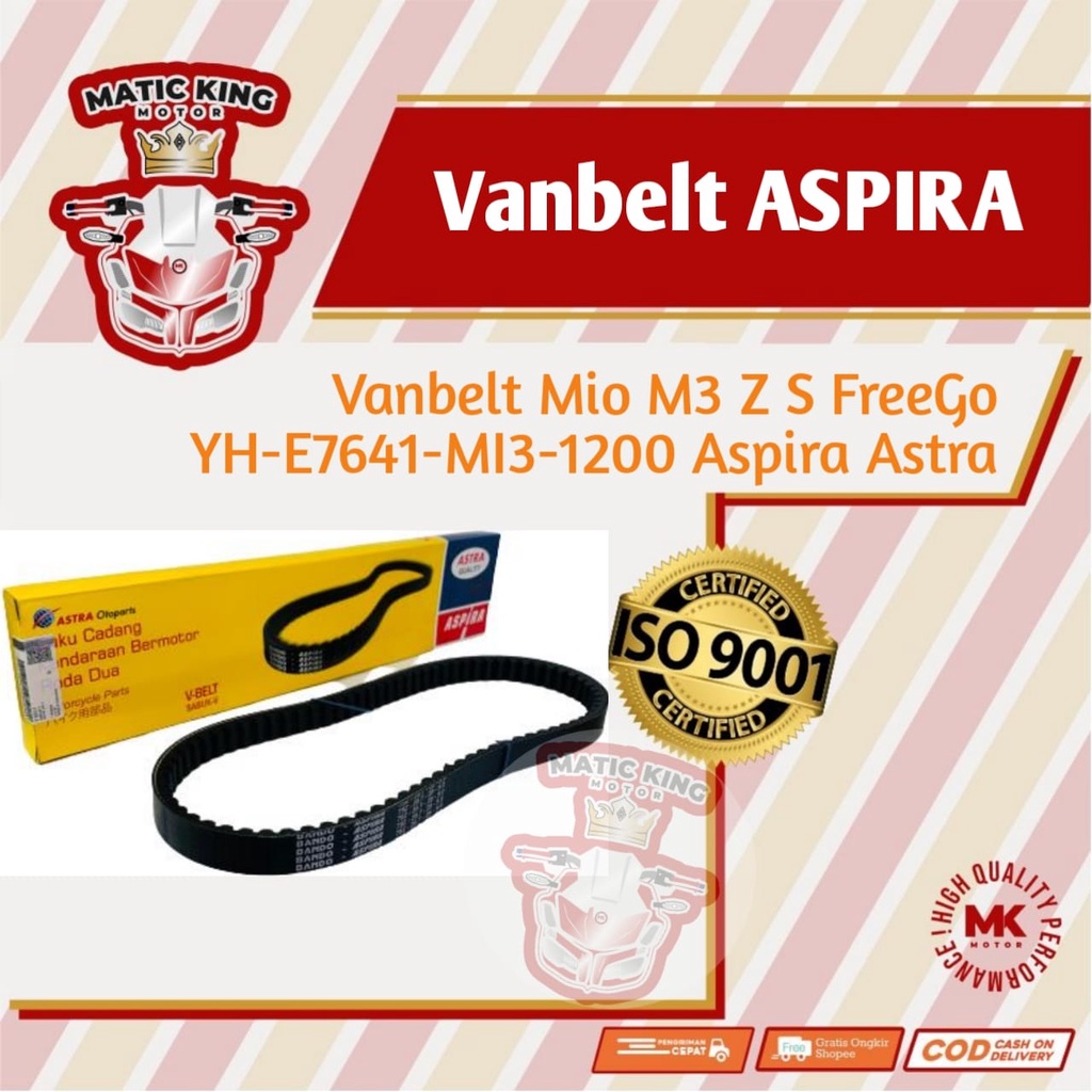 Vanbelt V belt Fanbelt Yamaha Mio M3 Z S Freego Aspira Astra Otoparts YH-E7641-MI3-1200