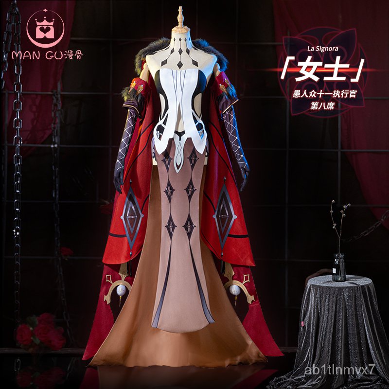 Genshin Impact Cosplay La Signora Costume Carnival Halloween Sexy Dress Fatui The Fair Lady Suit Ros