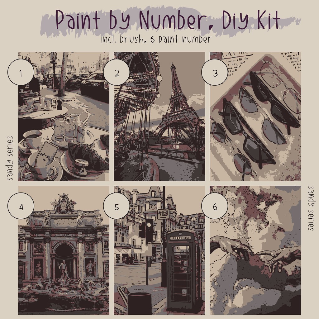 

Paint by number, sandy series A3 (29,7x42)