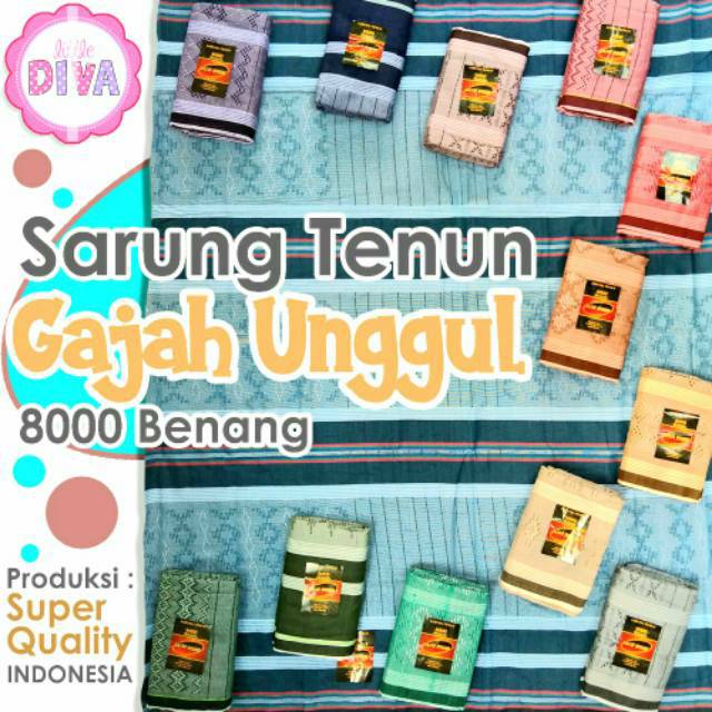 Sarung Tenun Cap GAJAH UNGGUL 8000 Benang SARUNG Muslim Ibu Melahirkan - Super Quality Indonesia