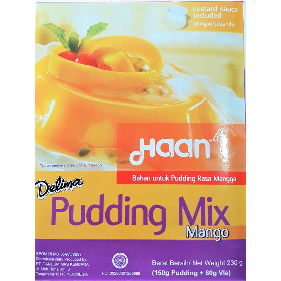 

PUDING INSTAN RASA MANGGA HAAN 230 GR PUDDING MIX TEPUNG PUDING BAHAN PUDING PUDDING MIX