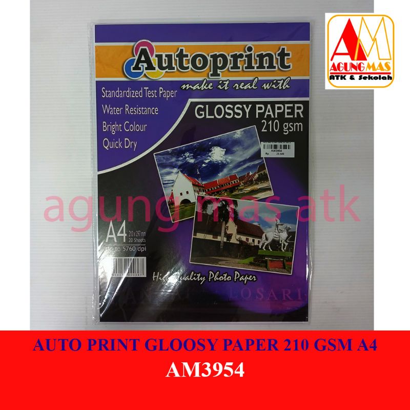 

AUTOPRINT GLOSSY PAPER 210 GSM A4