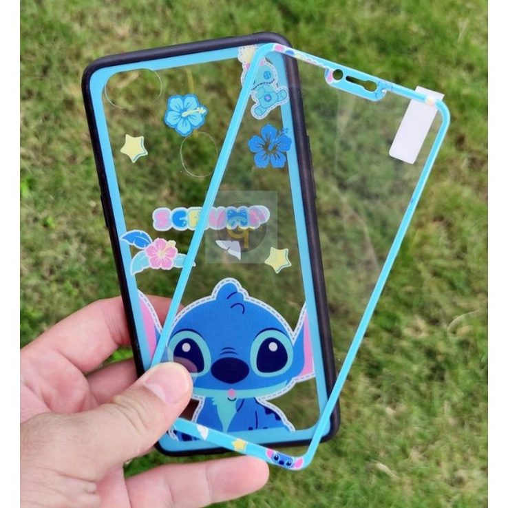 CASE FUZE TRANSPARAN DISNEY + TEMPERED TYPE SAMSUNG J4 J7Prime Oppo F7 Vivo V7+ V9 Y65 Y69 Y83 Xiaomi Redmi S2 Note5pro #case#casehp#casemurah