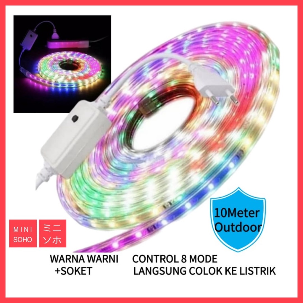 Lampu LED Strip Selang 3528 2835 10M METER 220v 5050 Outdoor RGB