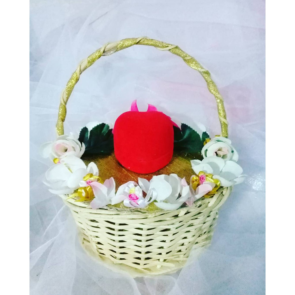 Kotak cincin nikah box  ring lamaran set hias bunga keranjang unik seserahan hias mahar murah