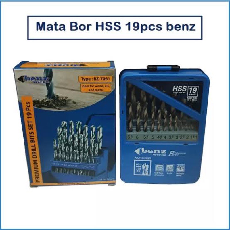 Mata Bor Besi dan Kayu Set 19 PCS Benz 1.0 - 10MM Premium Drill Bits Set