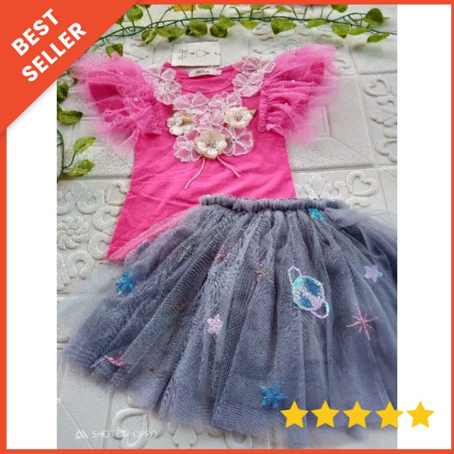 SETELAN ROK TUTU ANAK IMPORT PREMIUM 0-5 TAHUN SETELAN ROK TUTU PESTA DRESS PESTA ANAK IMPORT FLOWER