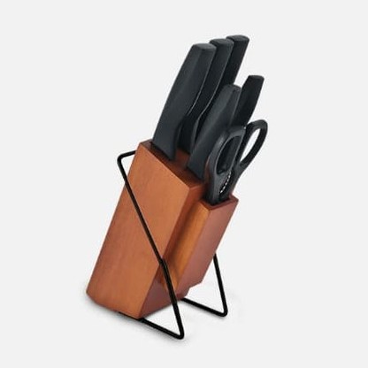 Oxone Wooden Block Knife OX-983 pisau set hitam