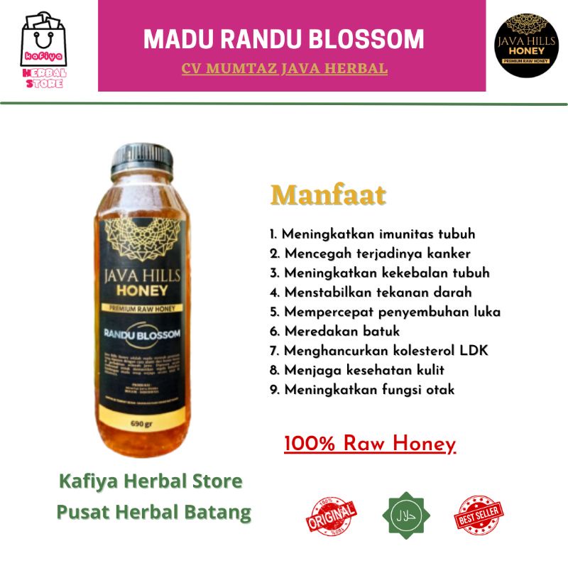 GRATIS SENDOK KAYU / MADU RANDU BLOSSOM 500gr JAVAHILLS / RAW HONEY