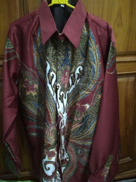 Kemeja Batik Pria Premium Lapis Furing Sogan M L Xl Xxl Pria Sejati