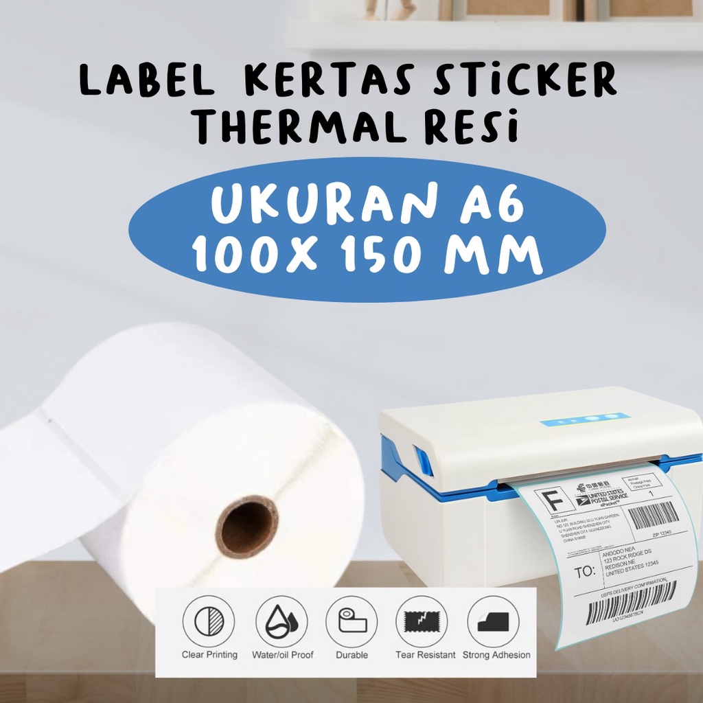 

Label Barcode Direct Thermal 100 X 150 mm 100x150 4x6" isi 500pcs ukuran A6 (ROLL)