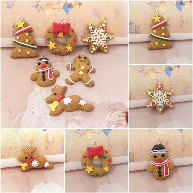 6Pcs/Set Ornamen Gantung Motif Gingerman/Snowman/Snowflake Bahan PVC untuk Dekorasi Pohon Natal