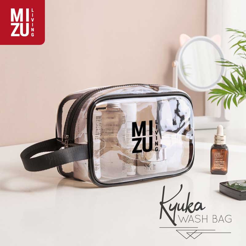 MIZU KYUKA Wash Bag Clear PVC Transparent Cosmetics Travel Makeup Bag Tas Kosmetik Bening Transparan