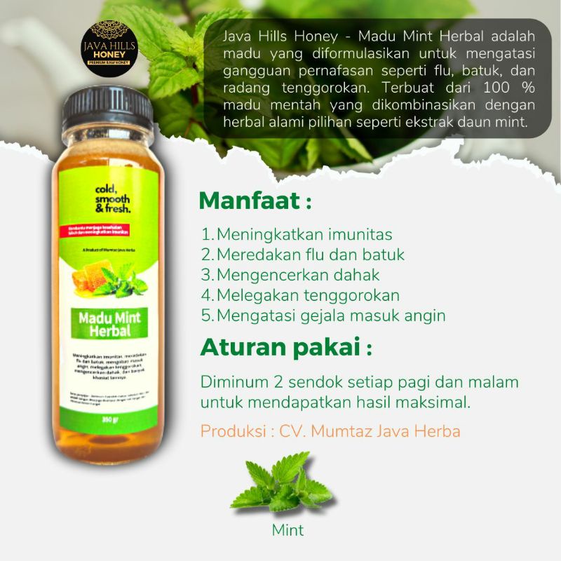 Madu Mint Java Hills Honey Herbal