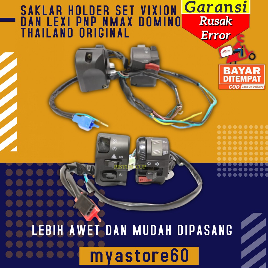 SAKLAR SAKELAR CETEKAN HOLDER SET VIXION DAN LEXI PNP NMAX DOMINO KIRI KANAN THAILAND ORIGINAL ASLI