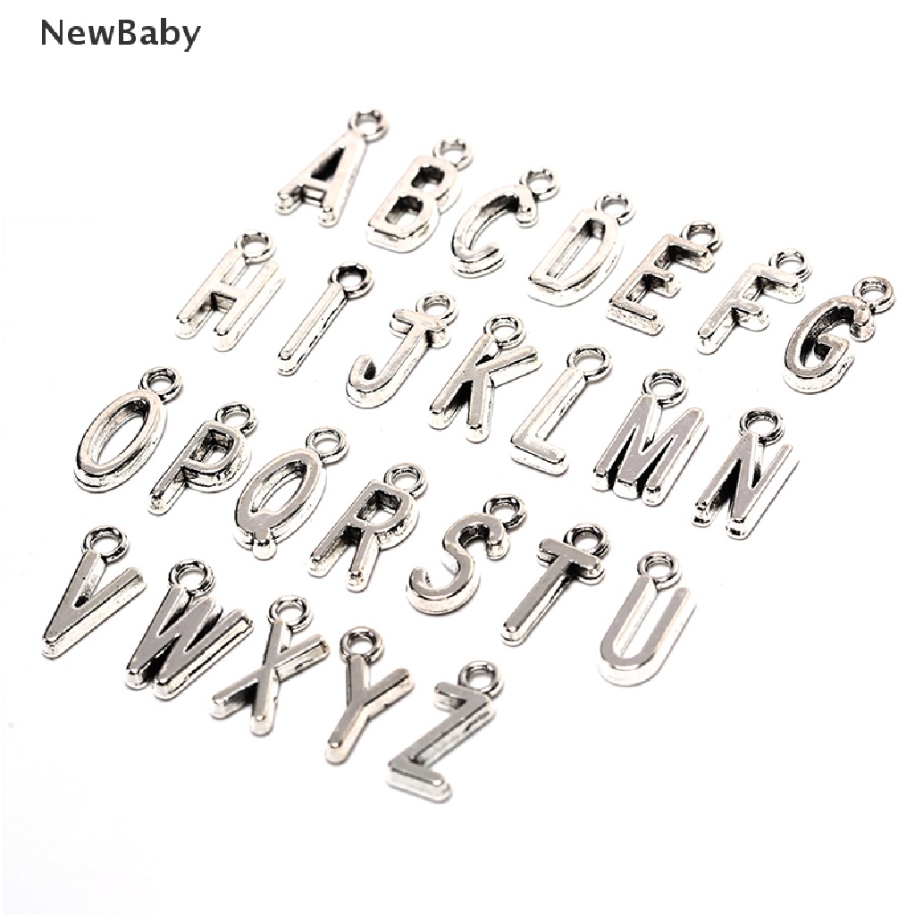 26pcs Liontin Huruf Alfabet A-Z Warna Silver / Gold Untuk DIY Perhiasan Charms