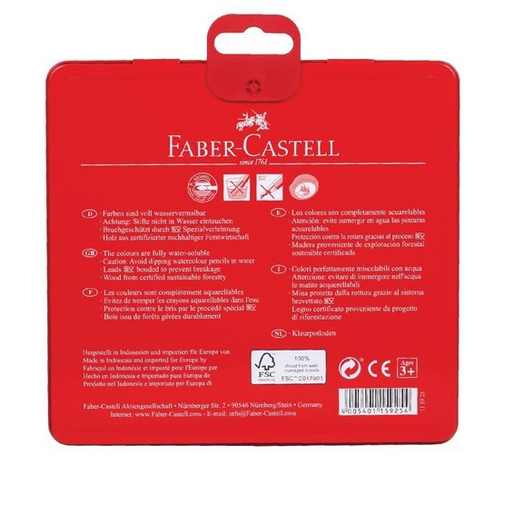 Faber Castell Watercolour Set 12/24/36 Tin Case