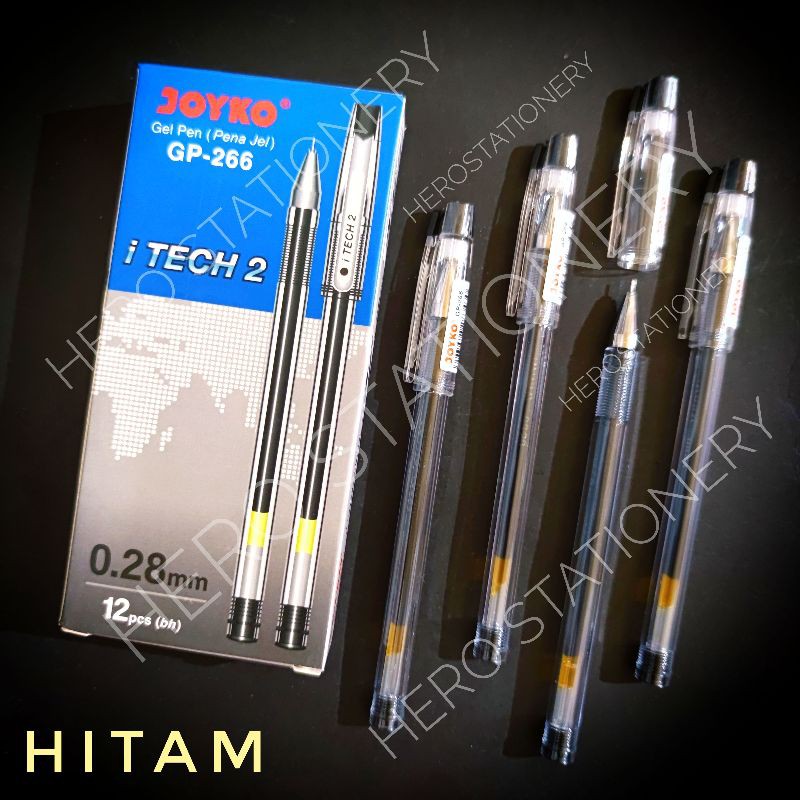 

Pen gel joyko i tech itech 2 0.28 mm GP-266 tinta hitam . 12 unit