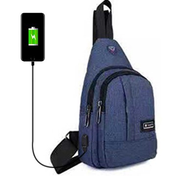 Tas Selempang Kanvas 7137 Fashion IMPOR Cowo Korean Style Slempang Gadget Bag ADA USB CHARGER port