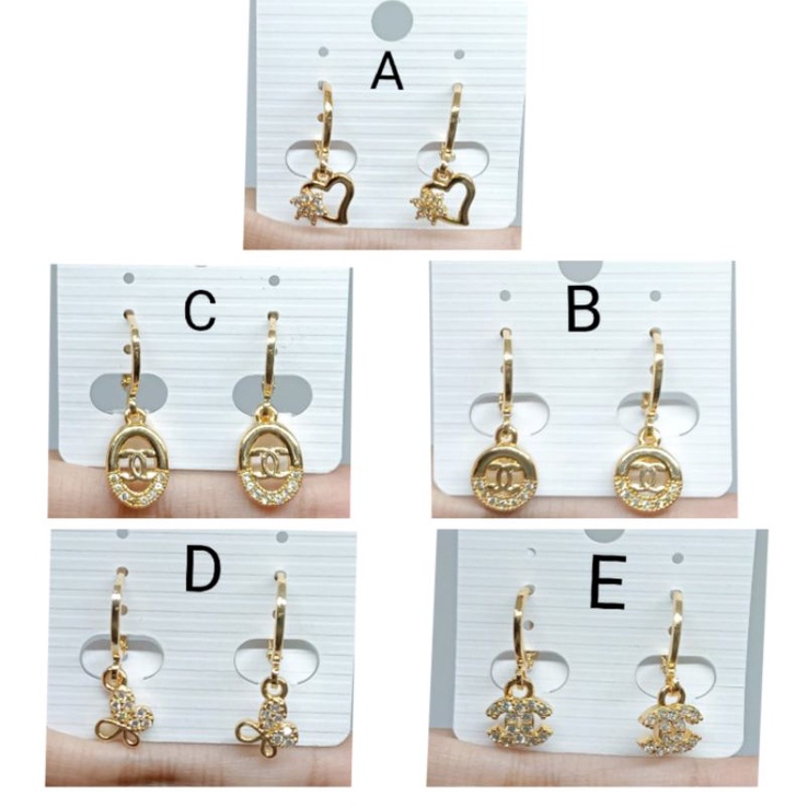 RJJ016. Anting xuping wanita lapis emas dgn mata zircon