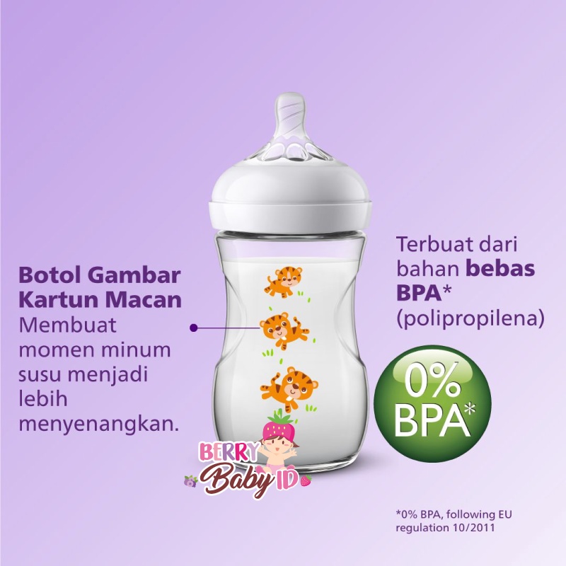 Philips Avent Natural Botol Susu Bayi Single Pack 125ml 260ml 0m+ 1m+ Berry Mart