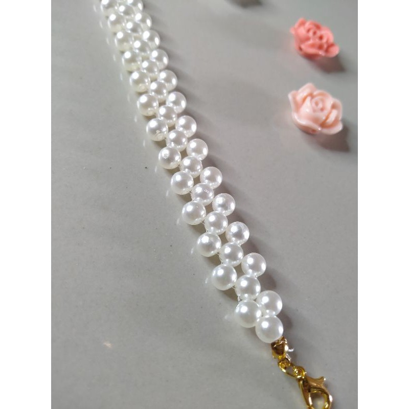 Konektor Masker Hijab Mutiara putih Pengait Masker Hijab pengantin