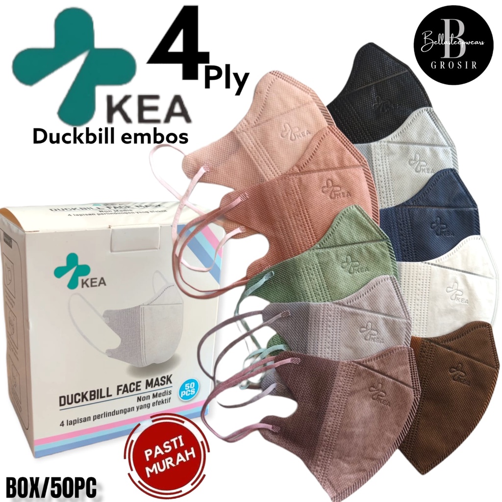 3PLY / 4PLY DUCKBILL KEA EMBOS GARIS- MASKER DUCKBILL 4PLY EMBOS KEA KEMENKES