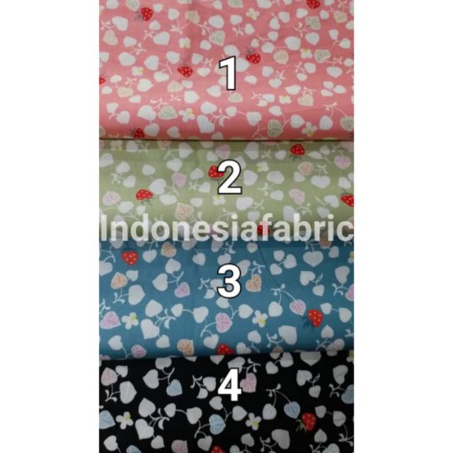 0.5 meter Kain Katun Jepang Tokai Senko motif Strawberry Stroberi