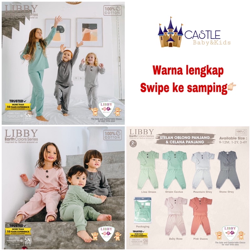 Castle - Libby FAVE SET Earth series Stelan Baju Oblong Panjang - Celana Panjang / Baju Bayi &amp; Anak