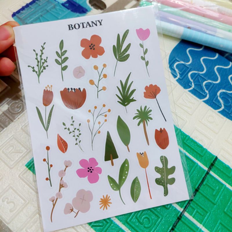 

[Ezwei] 1 pcs FLOWER BOTANY GREETING Sticker Deco DIY Scrapbook BUJO stiker planner