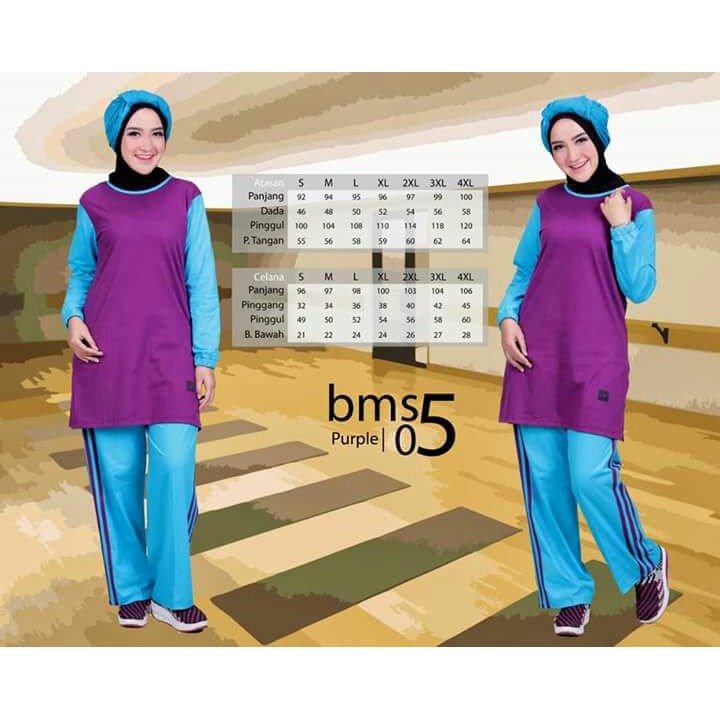 BELIEVE BMS 05 UNGU HAJI  BAJU OLAH RAGA MUSLIMAH OLGA WANITA SENAM JOGING FASHION MUSLIM KAOS