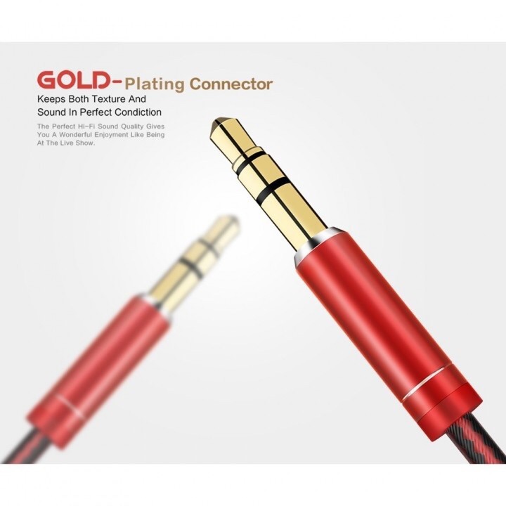 Cable aux audio 3.5mm Ldnio 1 meter male-male stereo gold Ls-y01 y-01 - kabel jack 3.5 m-m 1m