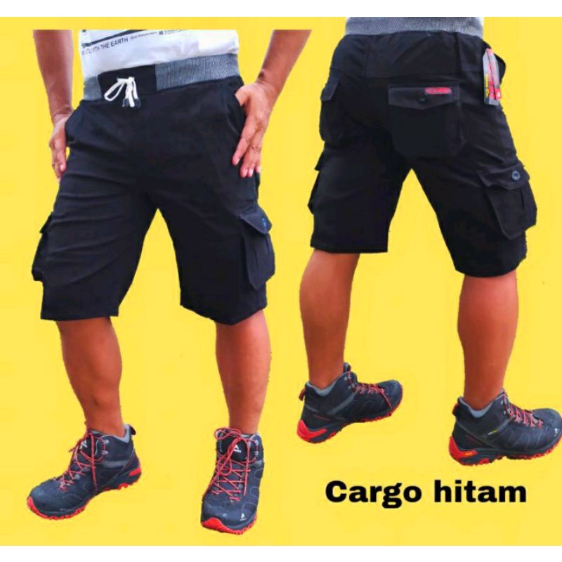 CELANA KARGO/KOMPOL PENDEK PRIA SIZE 27 34 PREMIUM-Hitam