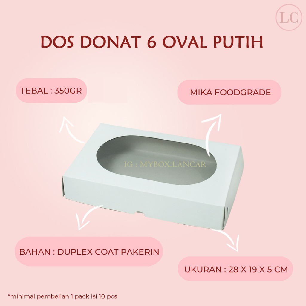 

(10 LEMBAR) BOX DONAT PUTIH , DUS DONAT, KOTAK DONAT, KEMASAN DONAT ISI 6 TUTUP MIKA