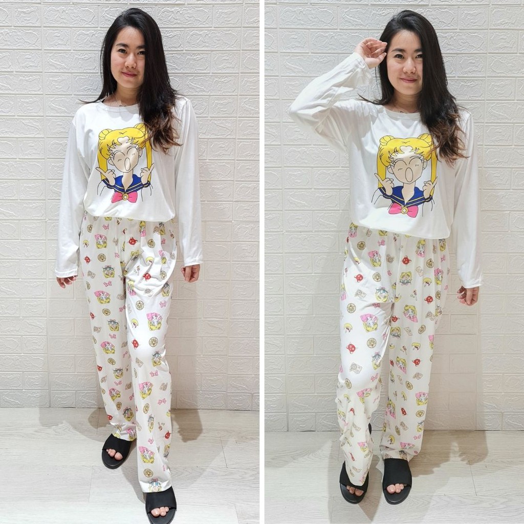 3533 kaos pajamas long sailor moon one set import big baju tidur