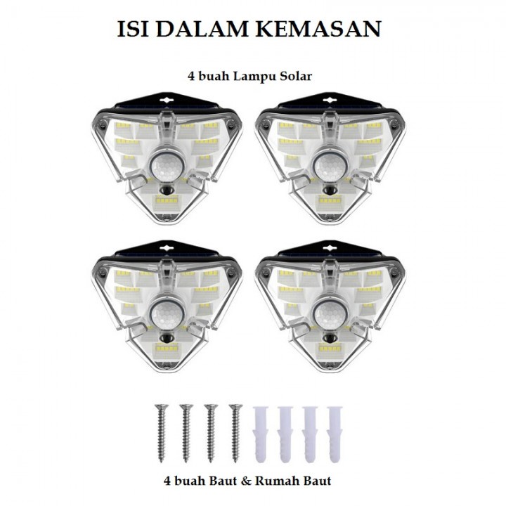 68 Lampu LED Tenaga Surya dengan Sensor Gerak DGNEN-B - Set isi 4 Lampu