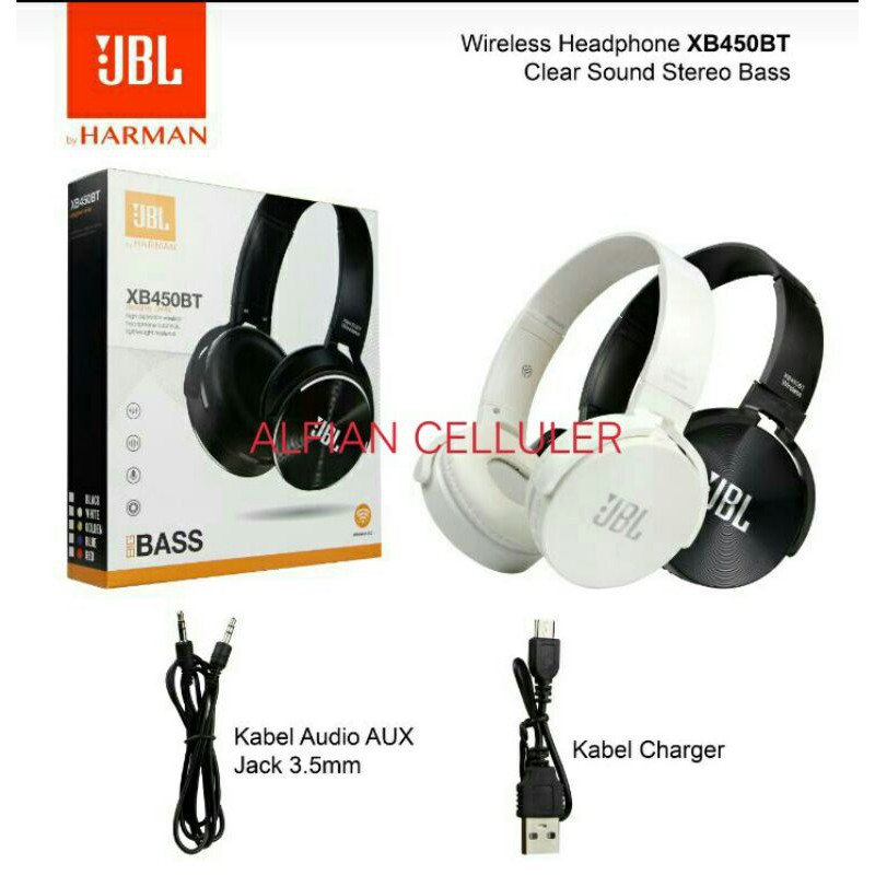 HEADHPONE JBL XB450BT BLUETOOTH XTRA BASSS HANDFREE HEADSET BANDO