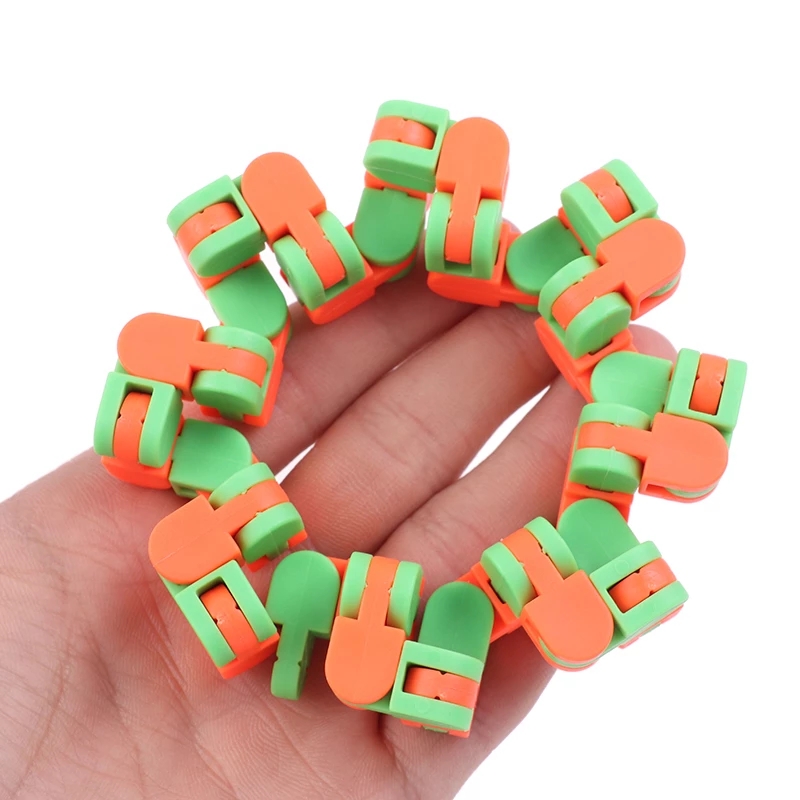 24 Links Tracks Folding toy / Snake Puzzles Classic Sensory Toy Wacky Tracks Snap and Click Fidget Decompression Toys Kids Toys