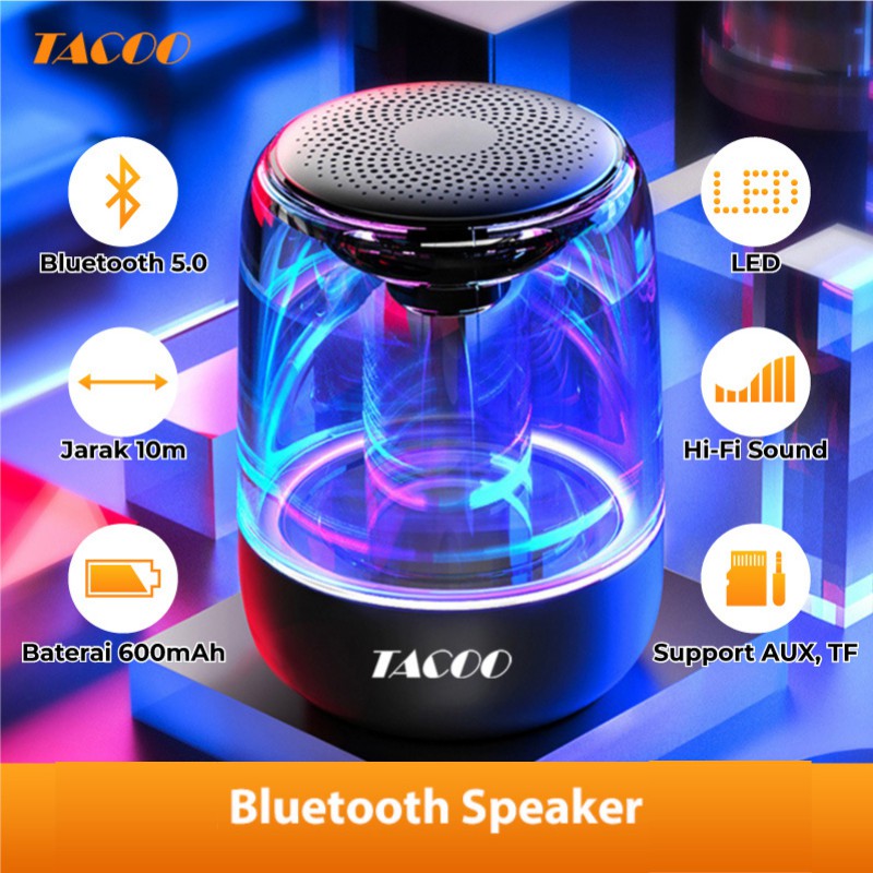 TACOO Mini Bluetooth TWS Speaker TAP 5605 dengan LED Baterai 600mAh (4