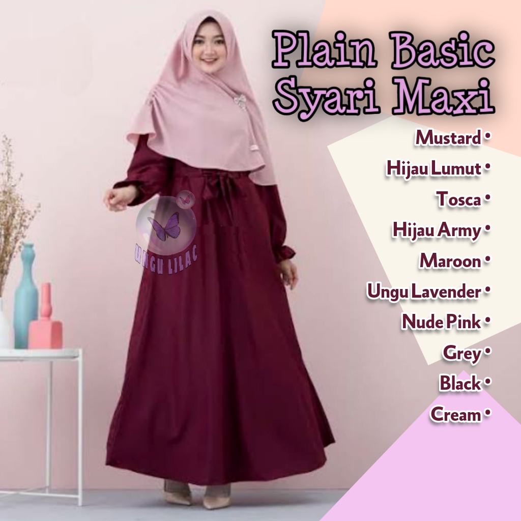 UL Ungu Lilac - Gamis Muslimah Katun Polos Syari Basic Seragam Putih Madrasah Labasa Petra Wulan