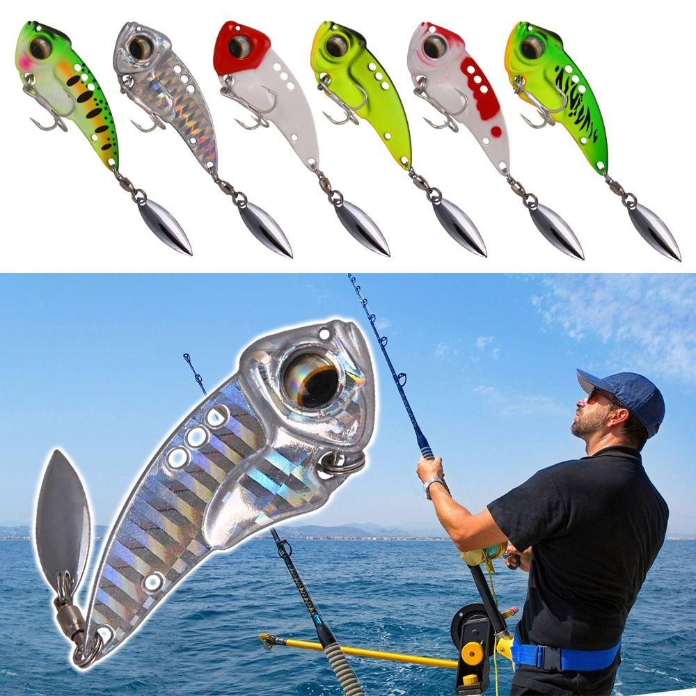 Top 6pcs Bass Umpan Pancing Logam 8.5g 12.5g 17g Spinner Tackle Spoon Metal Getaran Memutar Kait Treble