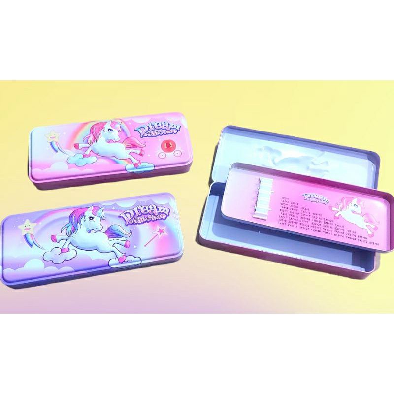

KOTAK PENSIL KALENG 2 SUSUN MOTIF UNICORN