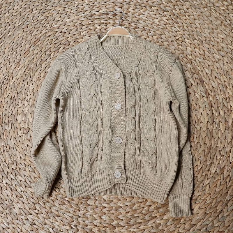 [ BISA COD ] SWEATER AYNA CARDI / ATASAN WANITA LENGAN PANJANG BAHAN RAJUT PREMIUM TEBAL / KARDIGAN KOREAN STYLE MUSIM DINGIN / WARNA MINT BROKEN WHITE MILO BURGUNDY-Milo